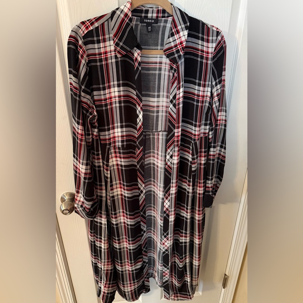 Plaid Open Front Tunic